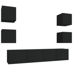 vidaXL Set de muebles para TV 6 piezas madera contrachapada negro