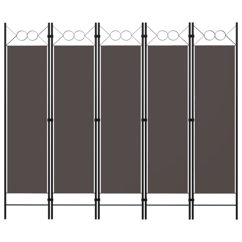 vidaXL Biombo divisor de 5 paneles gris antracita 200x180 cm vidaXL Biombo divisor de 5 paneles gris antracita 200x180 cm