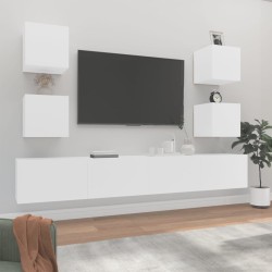 vidaXL Set de muebles para TV 6 piezas madera contrachapada blanco