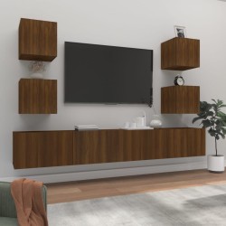 vidaXL Set de muebles para TV 6 pzas madera contrachapada roble marrón