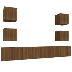 vidaXL Set de muebles para TV 6 pzas madera contrachapada roble marrón