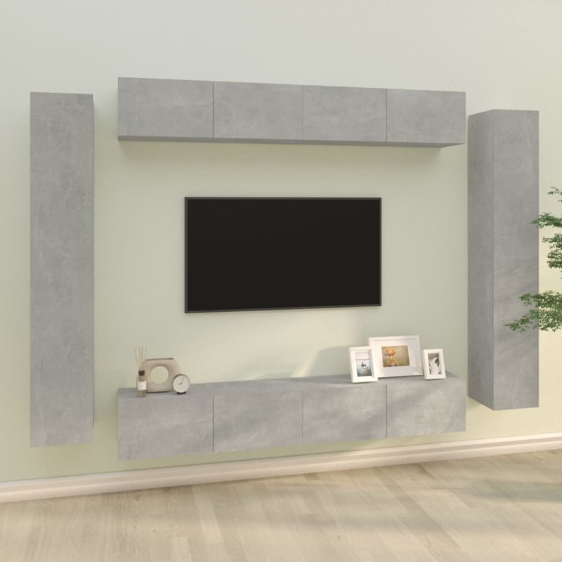 vidaXL Set de muebles de TV 8 pzas madera contrachapada gris hormigón vidaXL Set de muebles de TV 8 pzas madera contrachapada gris hormigón
