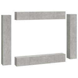 vidaXL Set de muebles de TV 8 pzas madera contrachapada gris hormigón