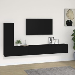 vidaXL Set de muebles para TV 3 piezas madera contrachapada negro