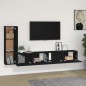 vidaXL Set de muebles para TV 3 piezas madera contrachapada negro