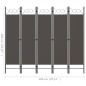 vidaXL Biombo divisor de 5 paneles gris antracita 200x180 cm vidaXL Biombo divisor de 5 paneles gris antracita 200x180 cm