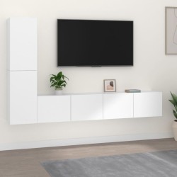 vidaXL Set de muebles para TV 4 piezas madera contrachapada blanco