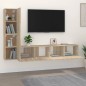 vidaXL Set de muebles para TV 4 pzas madera contrachapada roble Sonoma vidaXL Set de muebles para TV 4 pzas madera contrachapada roble Sonoma
