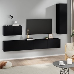 vidaXL Set de muebles para TV 4 piezas madera contrachapada negro