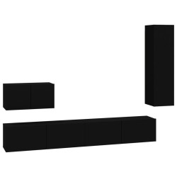 vidaXL Set de muebles para TV 4 piezas madera contrachapada negro
