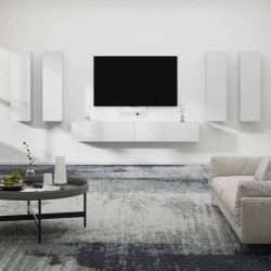 vidaXL Set de muebles para TV 6 piezas madera contrachapada blanco