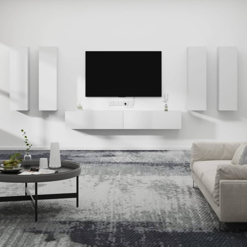vidaXL Set de muebles para TV 6 piezas madera contrachapada blanco
