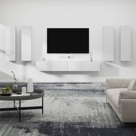vidaXL Set de muebles para TV 6 piezas madera contrachapada blanco