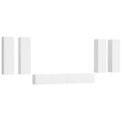 vidaXL Set de muebles para TV 6 piezas madera contrachapada blanco