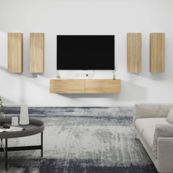 vidaXL Set de muebles para TV 6 pzas madera contrachapada roble sonoma