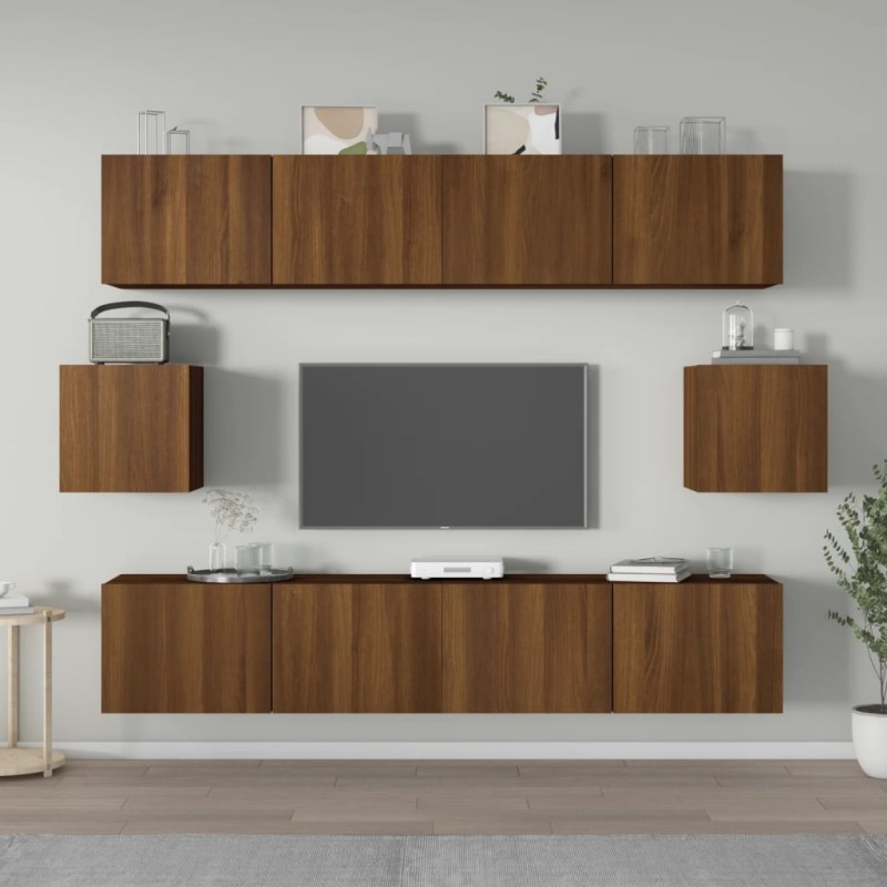 vidaXL Set de muebles para TV 6 pzas madera contrachapada roble marrón