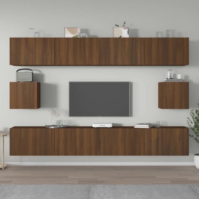 vidaXL Set de muebles para TV 6 pzas madera contrachapada roble marrón vidaXL Set de muebles para TV 6 pzas madera contrachapada roble marrón