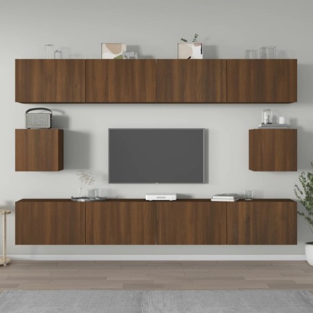 vidaXL Set de muebles para TV 6 pzas madera contrachapada roble marrón