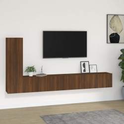 vidaXL Set de muebles para TV 3 pzas madera contrachapada roble marrón