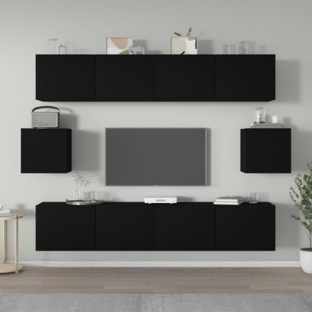 vidaXL Set de muebles para TV 6 piezas madera contrachapada negro