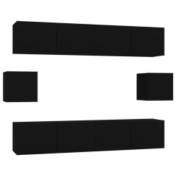 vidaXL Set de muebles para TV 6 piezas madera contrachapada negro