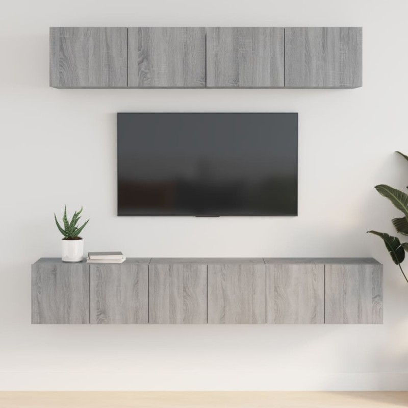 vidaXL Set de muebles para TV 5 pzas madera contrachapada gris Sonoma vidaXL Set de muebles para TV 5 pzas madera contrachapada gris Sonoma