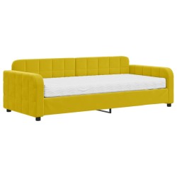 vidaXL Sofá cama con colchón terciopelo amarillo 90x200 cm