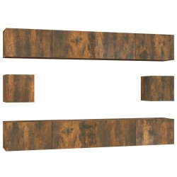 vidaXL Set de muebles de TV 6 pzas madera contrachapada roble ahumado