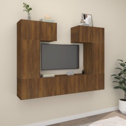 vidaXL Set de muebles para TV 6 pzas madera contrachapada roble marrón