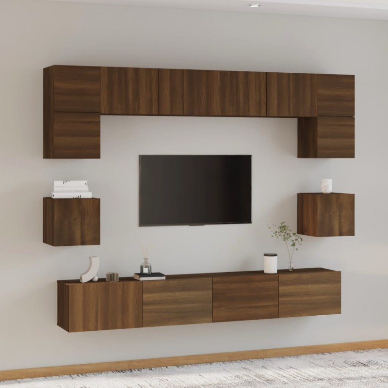 vidaXL Set de muebles para TV 8 pzas madera contrachapada roble marrón