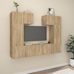 vidaXL Set de muebles para TV 6 pzas madera contrachapada roble sonoma
