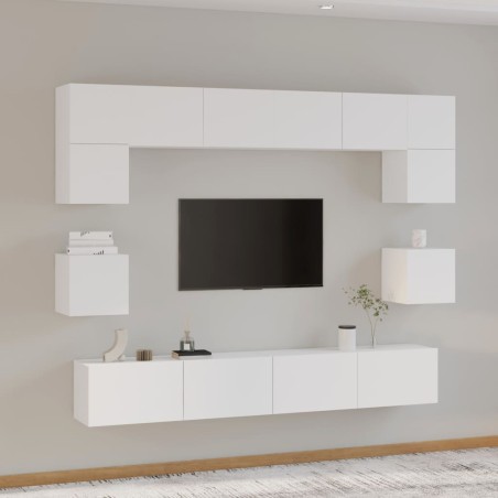 vidaXL Set de muebles para TV 8 piezas madera contrachapada blanco