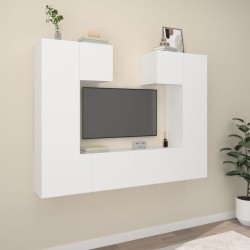 vidaXL Set de muebles para TV 6 piezas madera contrachapada blanco