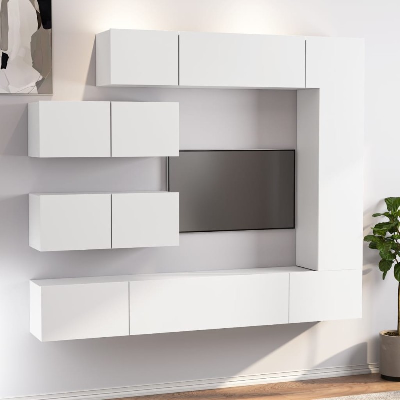 vidaXL Set de muebles para TV 7 piezas madera contrachapada blanco vidaXL Set de muebles para TV 7 piezas madera contrachapada blanco