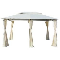 vidaXL Marquesina de jardín con cortinas blanca 4x3 m 