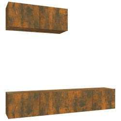 vidaXL Set de muebles de TV 3 pzas madera contrachapada roble ahumado
