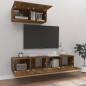 vidaXL Set de muebles de TV 3 pzas madera contrachapada roble ahumado vidaXL Set de muebles de TV 3 pzas madera contrachapada roble ahumado