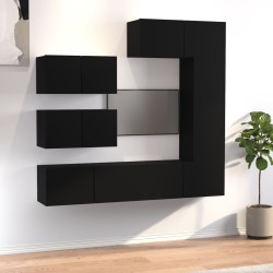 vidaXL Set de muebles para TV 6 piezas madera contrachapada negro