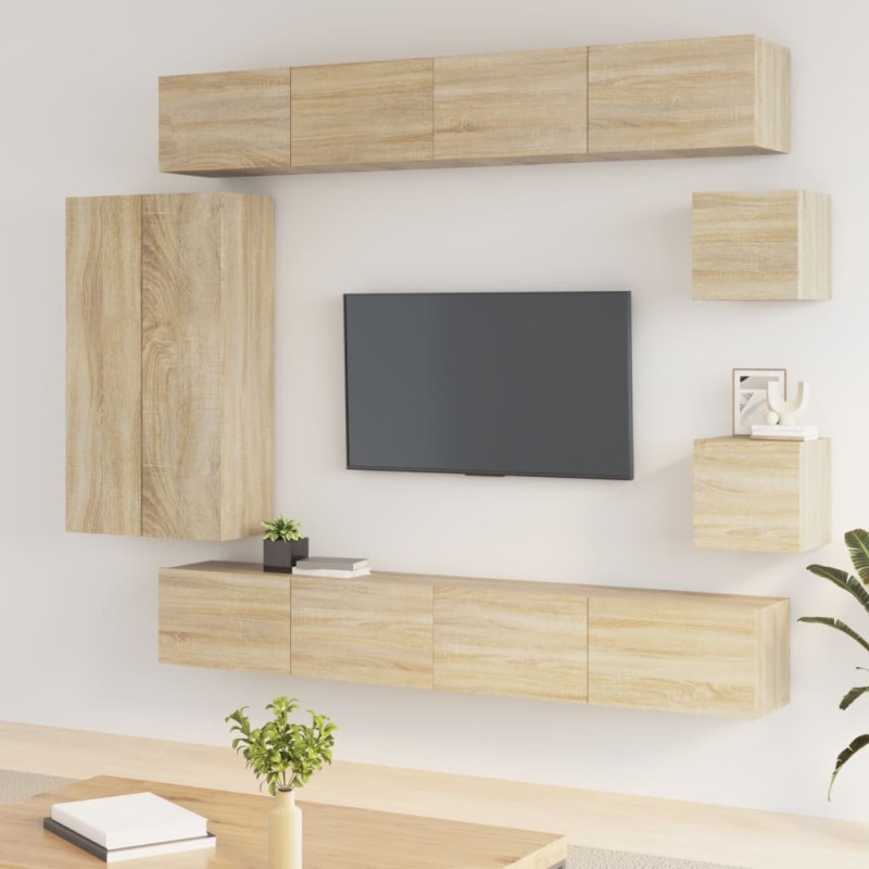 vidaXL Set de muebles para TV 8 pzas madera contrachapada roble Sonoma