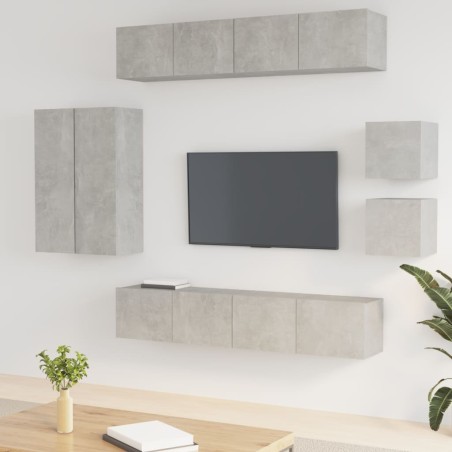 vidaXL Set de muebles de TV 8 pzas madera contrachapada gris hormigón