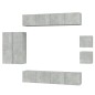 vidaXL Set de muebles de TV 8 pzas madera contrachapada gris hormigón
