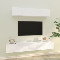 vidaXL Set de muebles para TV 4 piezas madera contrachapada blanco
