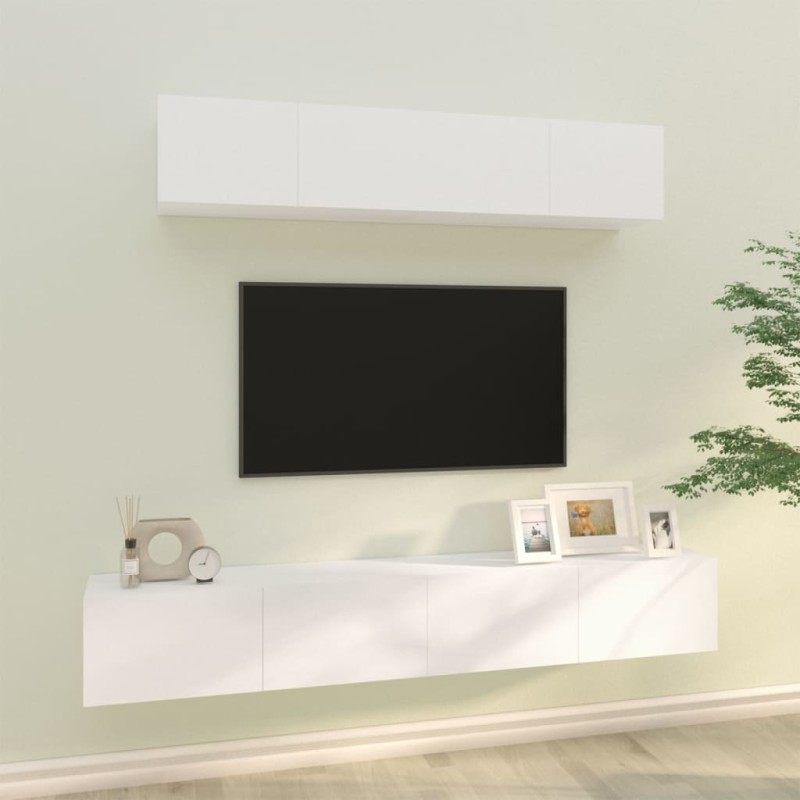 vidaXL Set de muebles para TV 4 piezas madera contrachapada blanco vidaXL Set de muebles para TV 4 piezas madera contrachapada blanco