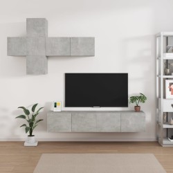 vidaXL Set de muebles de TV 7 pzas madera contrachapada gris hormigón