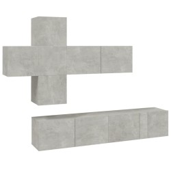 vidaXL Set de muebles de TV 7 pzas madera contrachapada gris hormigón