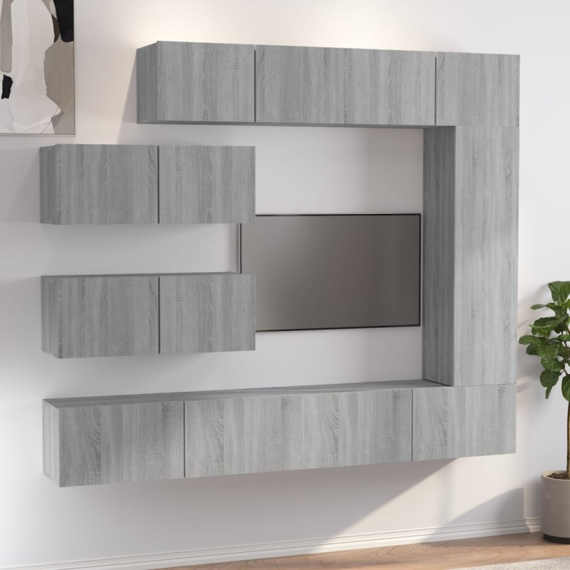 vidaXL Set de muebles para TV 7 pzas madera contrachapada gris Sonoma