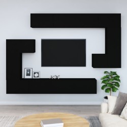 vidaXL Mueble de pared para TV madera contrachapada negro