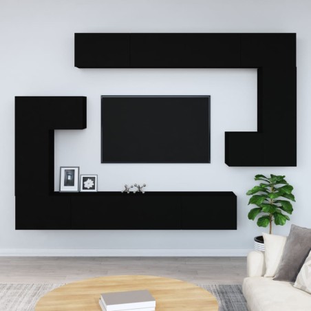 vidaXL Mueble de pared para TV madera contrachapada negro