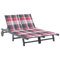 vidaXL Tumbona de jardín 2 personas y cojines madera maciza de acacia 