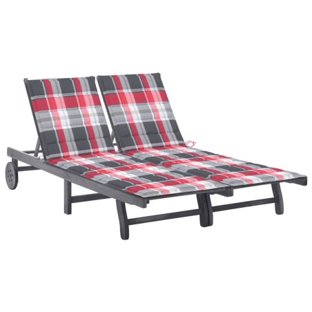 vidaXL Tumbona de jardín 2 personas y cojines madera maciza de acacia 